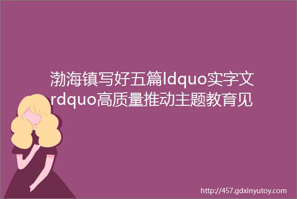 渤海镇写好五篇ldquo实字文rdquo高质量推动主题教育见行见效